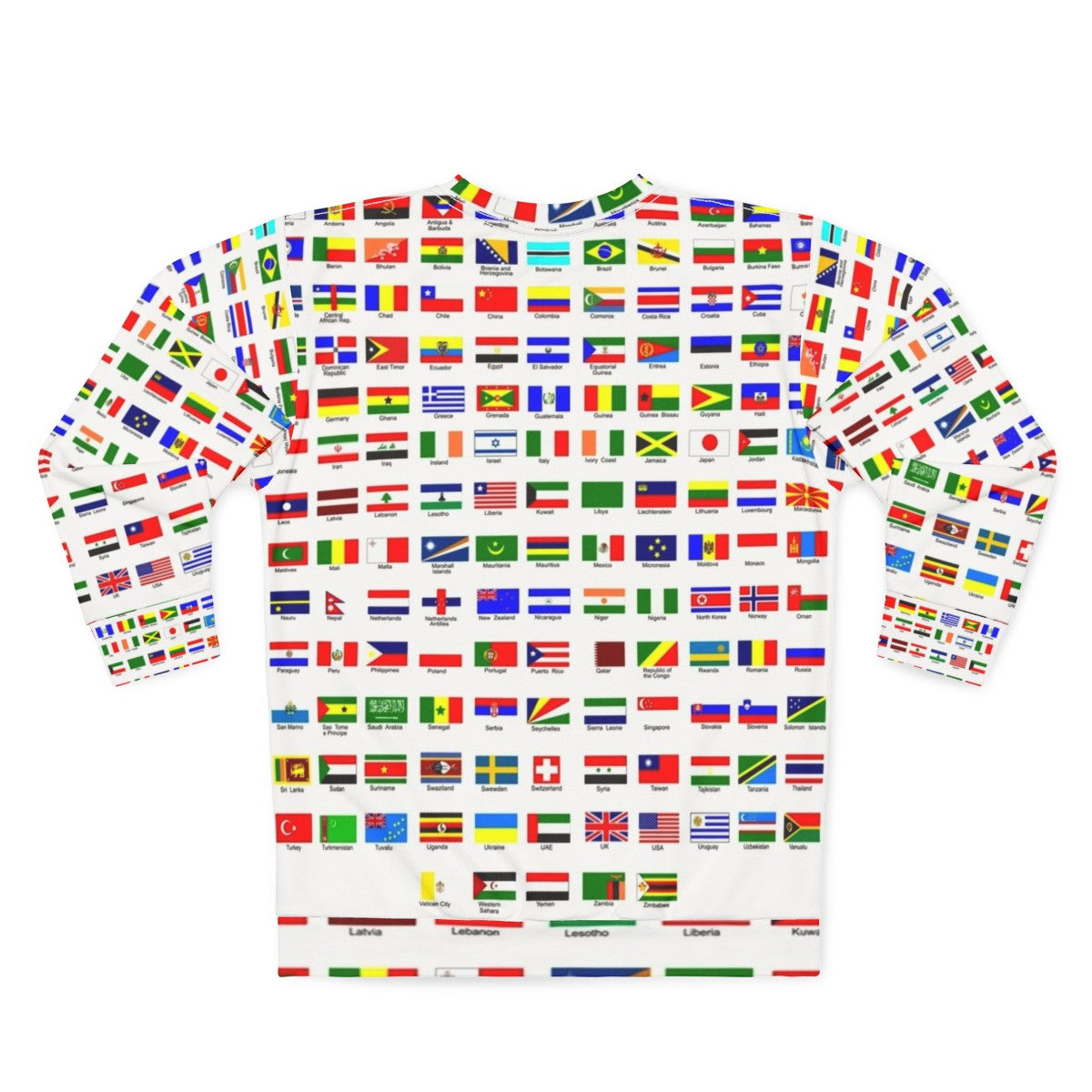 Sweatshirt featuring flags of countries around the world - Back