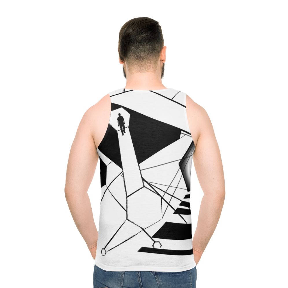 Unisex tank top with universe and celestial pattern design - men back