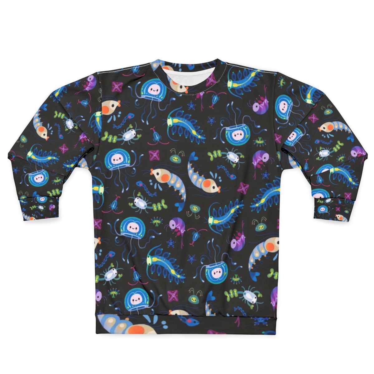 Zooplankton sweatshirt featuring microscopic ocean creatures