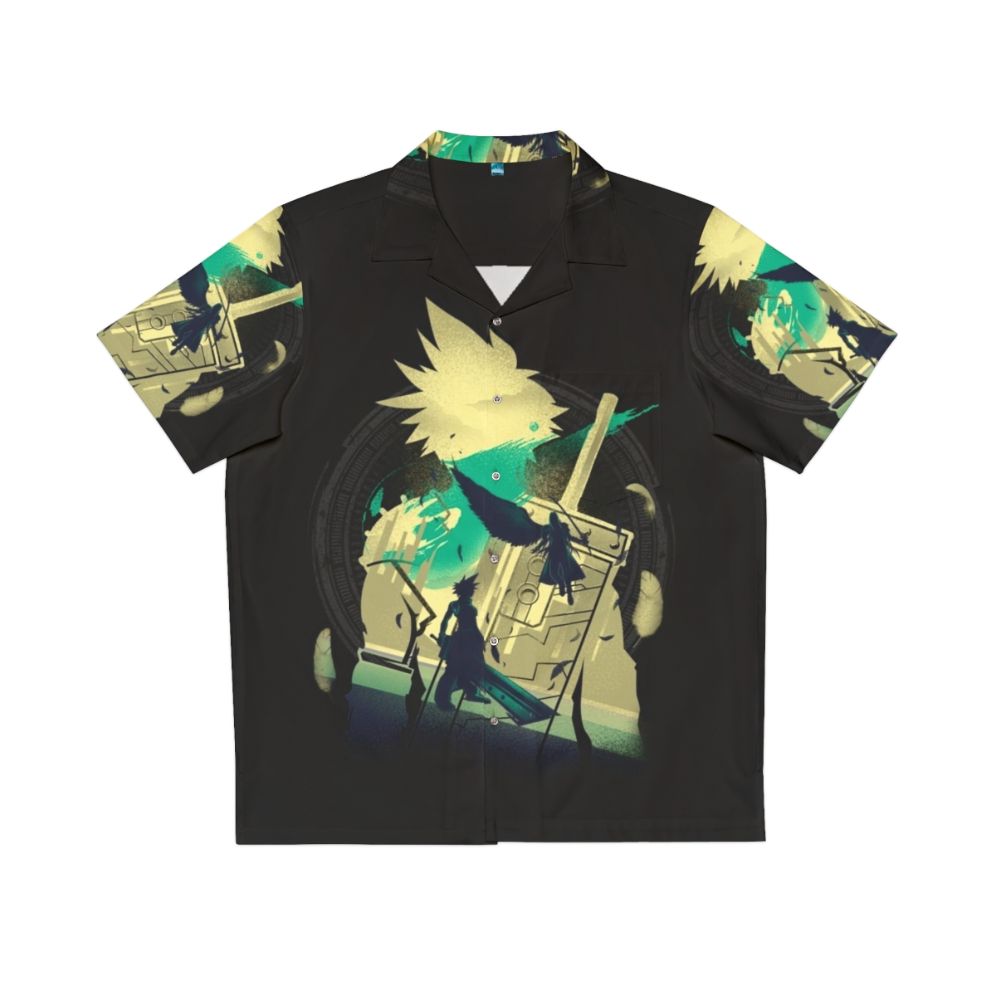 Cloud Strife from Final Fantasy VII wearing a Hawaiian shirt