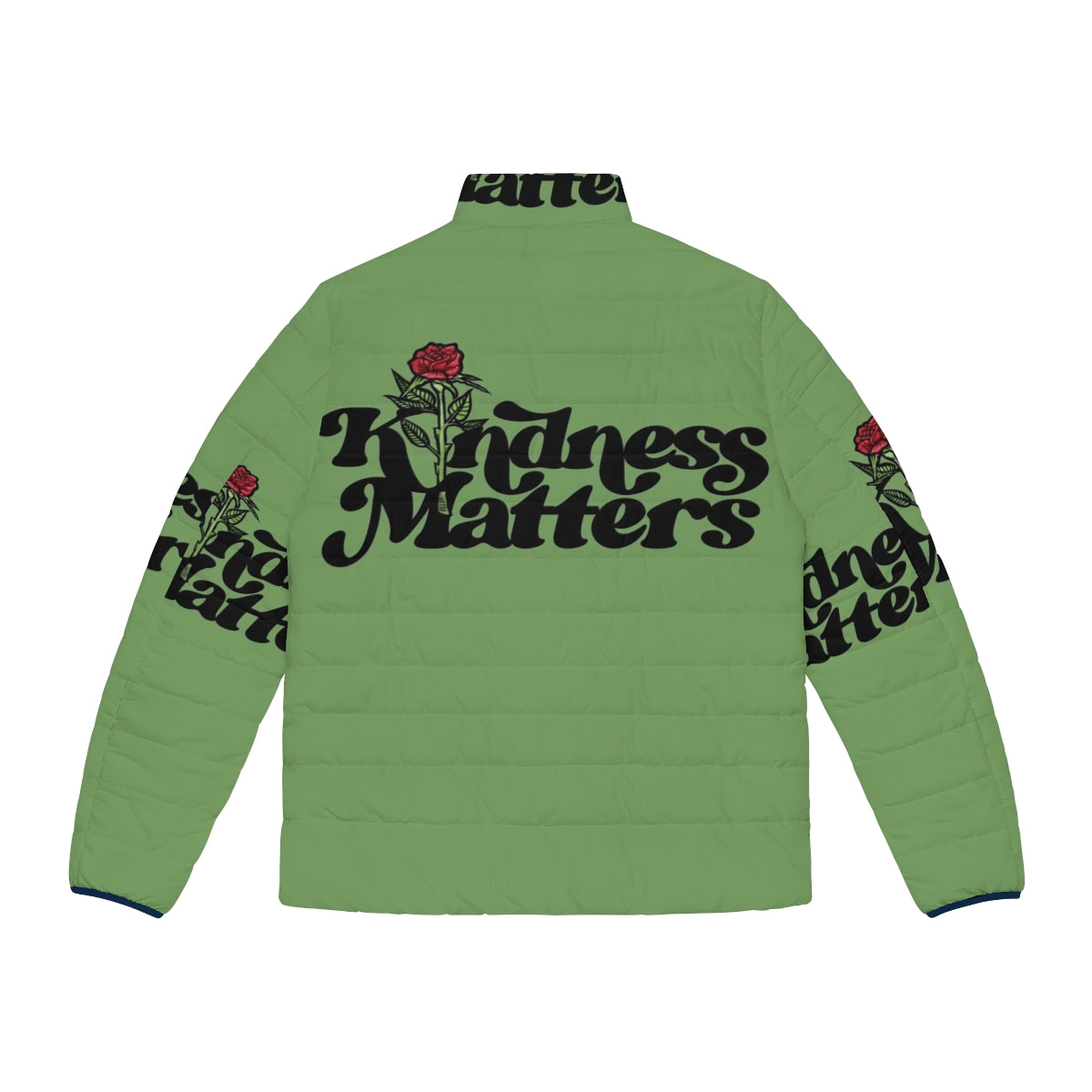 Kindness matters puffer jacket with rose print design - Back