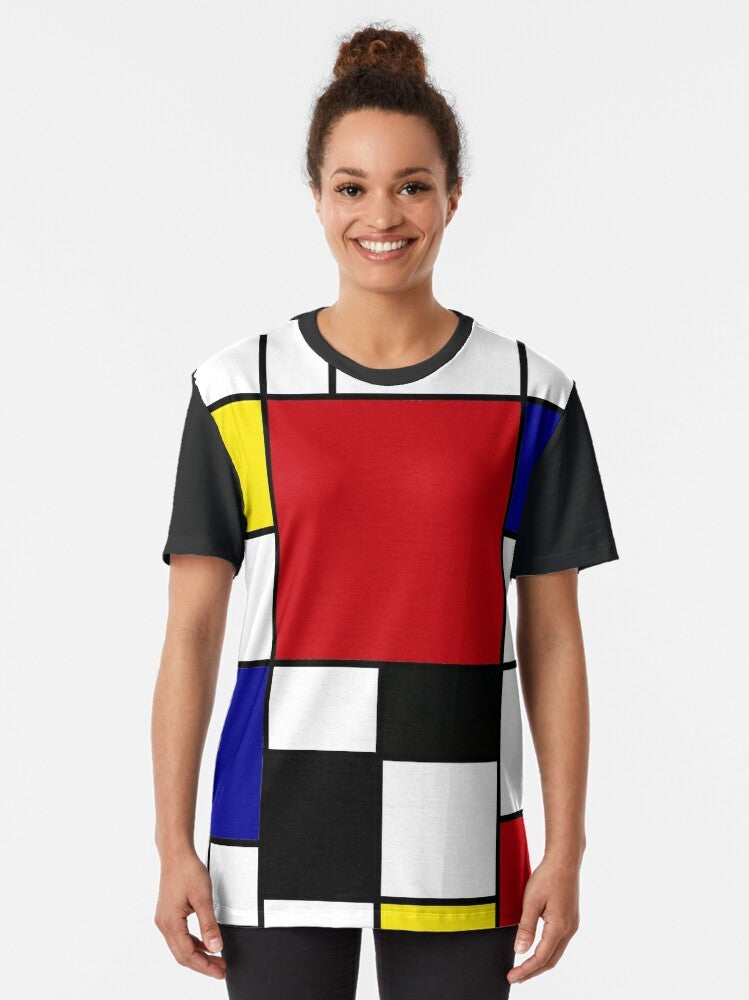 Mondrian inspired abstract art graphic t-shirt - Women