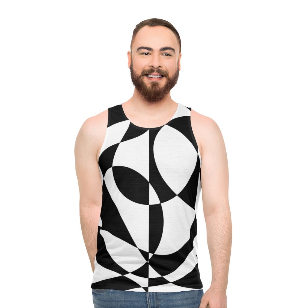 Retro 1960s Black and White Abstract Unisex Tank Top - men