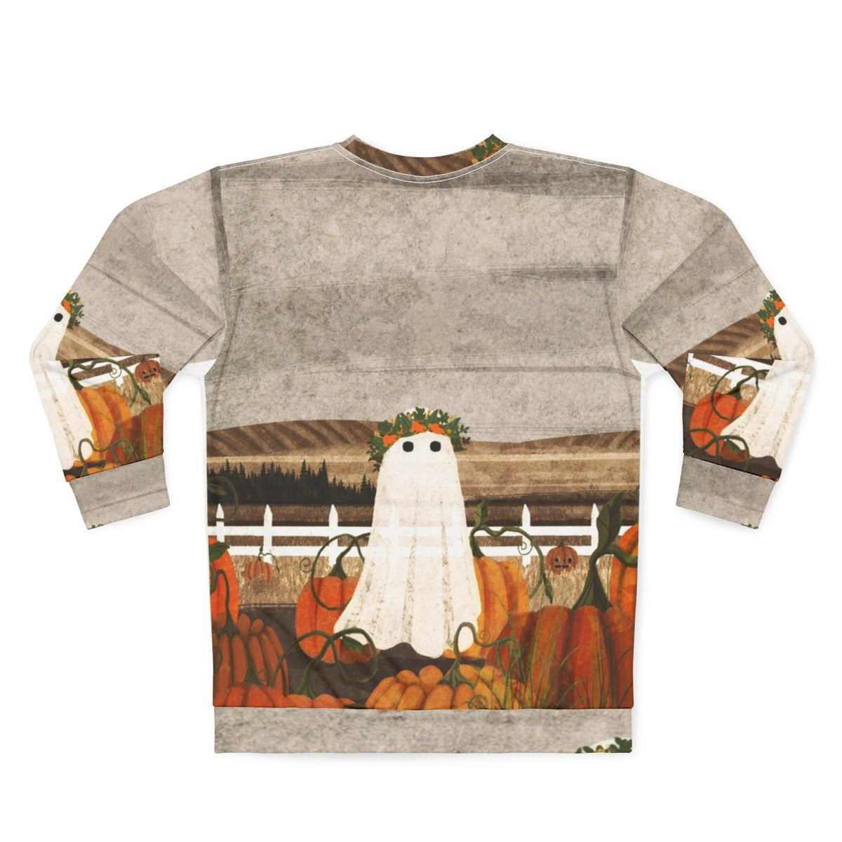 Vintage ghost in pumpkin patch sweatshirt - Back