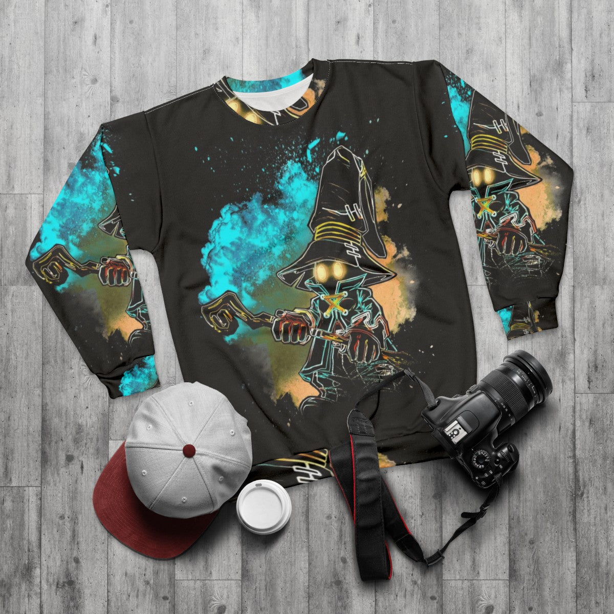 Final Fantasy Black Mage Cosmos Themed Sweatshirt - flat lay