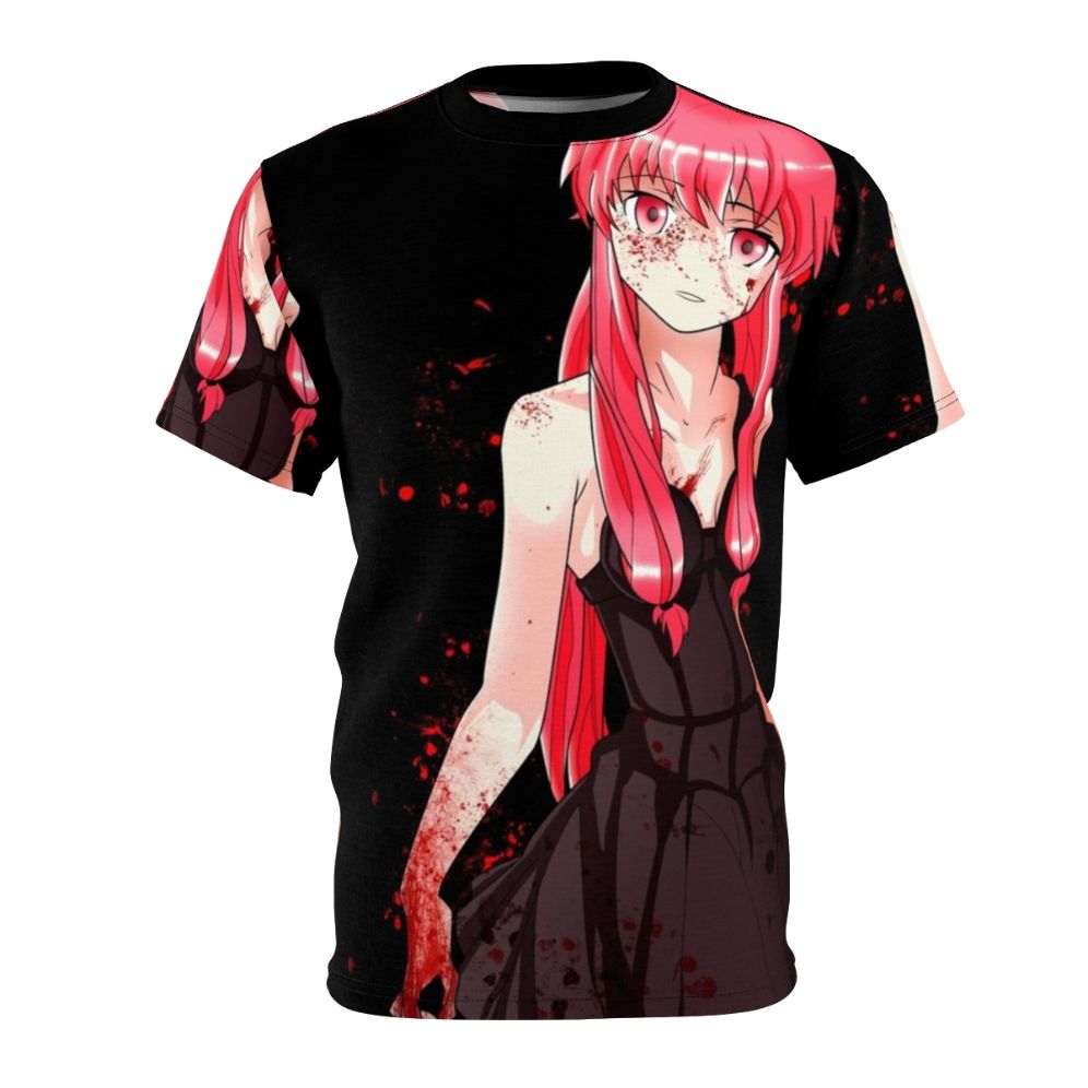 Bloody anime-inspired t-shirt featuring Yuno Gasai from the series Mirai Nikki