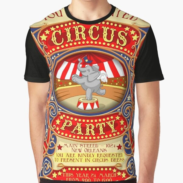 Vintage Dumbo the Flying Elephant circus party graphic t-shirt design