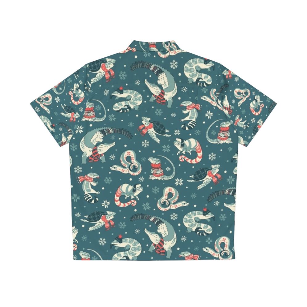 Tropical reptile print winter Hawaiian shirt - Back