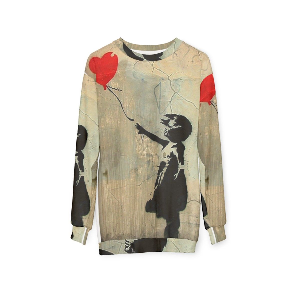 Banksy-inspired red heart balloon women's sweatshirt - hanging