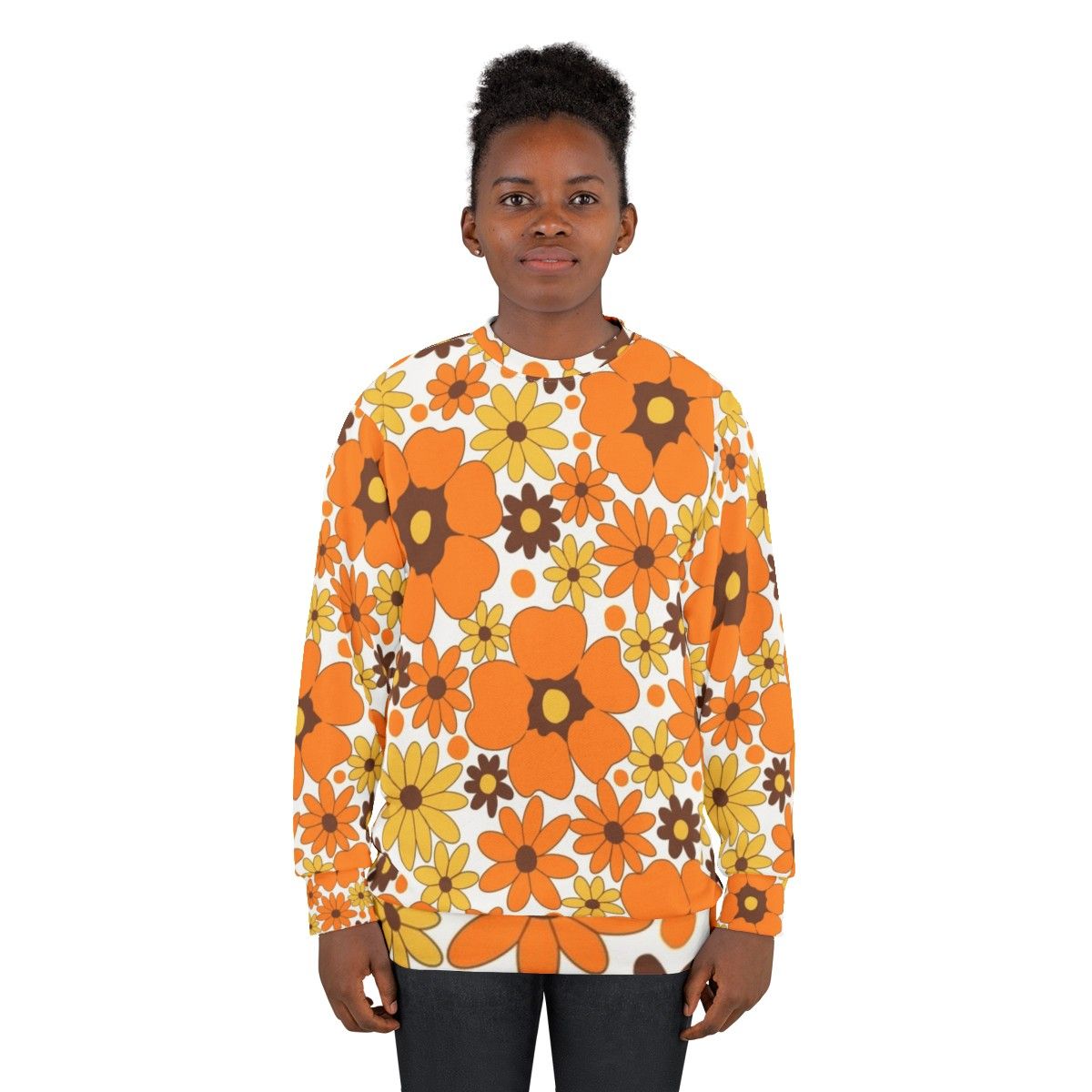 Retro 70s floral pattern sweatshirt - women