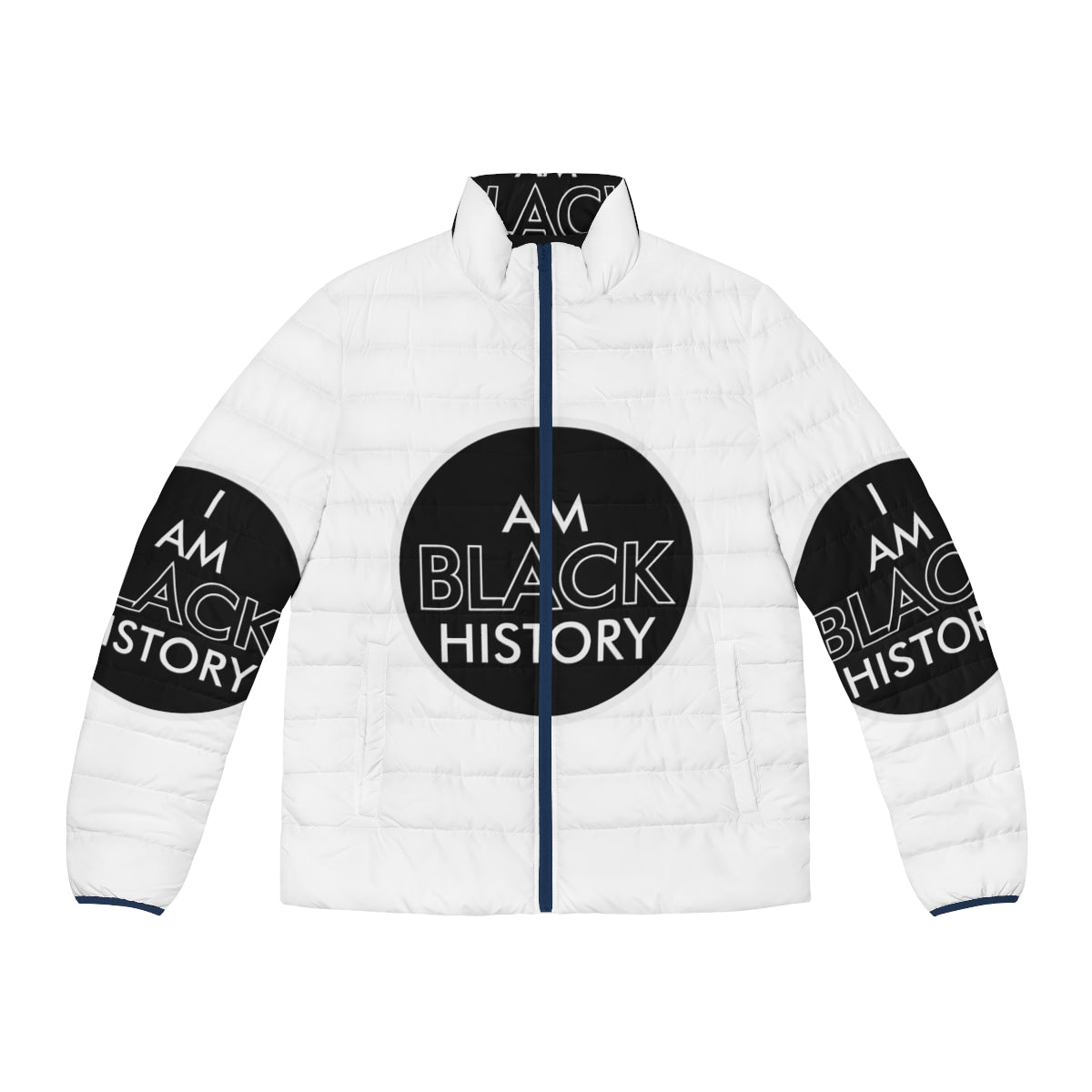 "I Am Black History" retro puffer jacket with vintage Pan Am airline logo