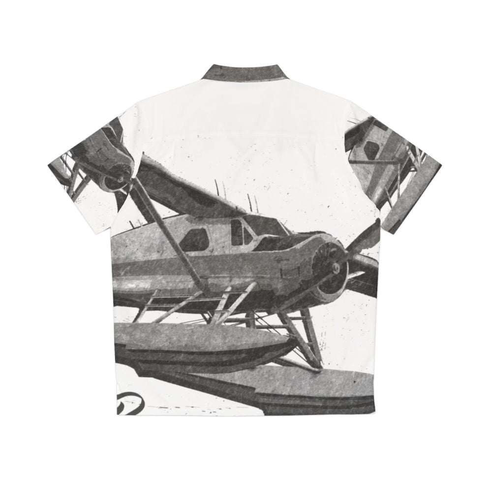 Dehavilland DHC-2 Beaver Floatplane Sketch Hawaiian Shirt - Back