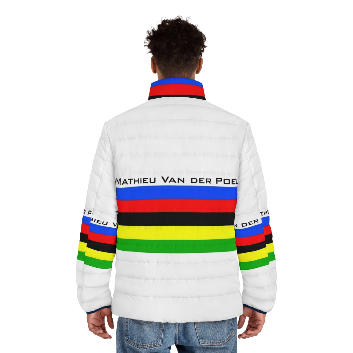 Mathieu Van Der Poel World Champion Puffer Jacket for Cycling and Cyclocross - men back