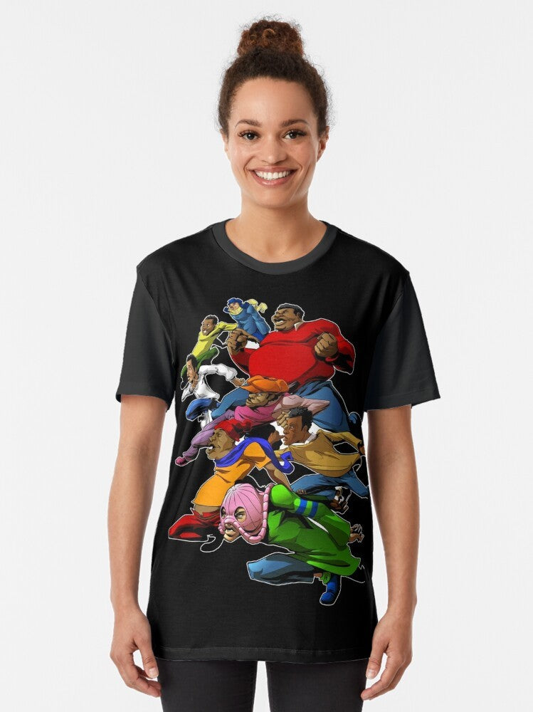 Vintage Fat Albert and the Gang cartoon characters on a graphic t-shirt - Women