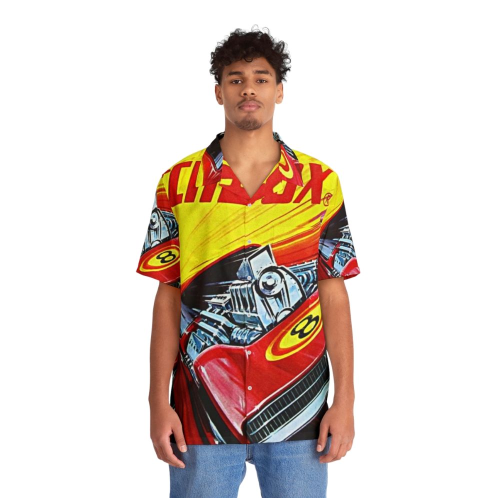 Retro Hawaiian shirt featuring Matchbox Superfast collectible cars - People Front