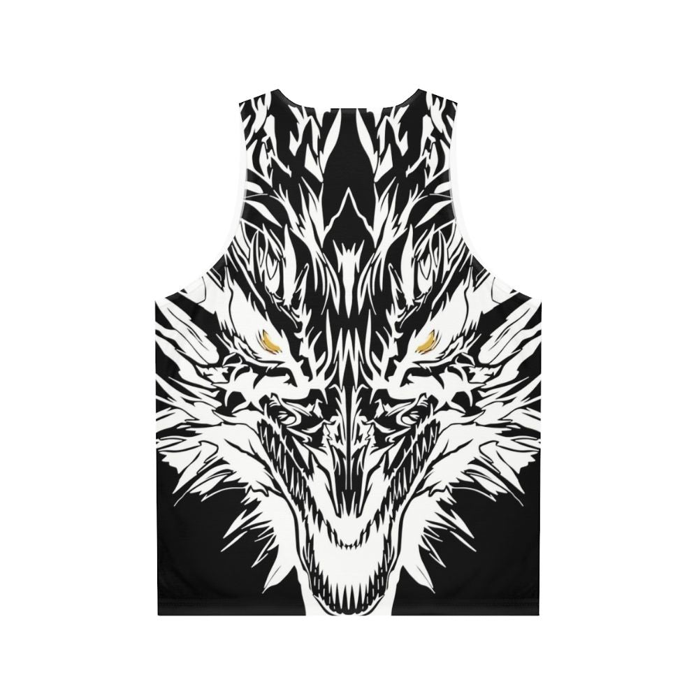 Unisex tank top with a mystical ice dragon graphic - Back