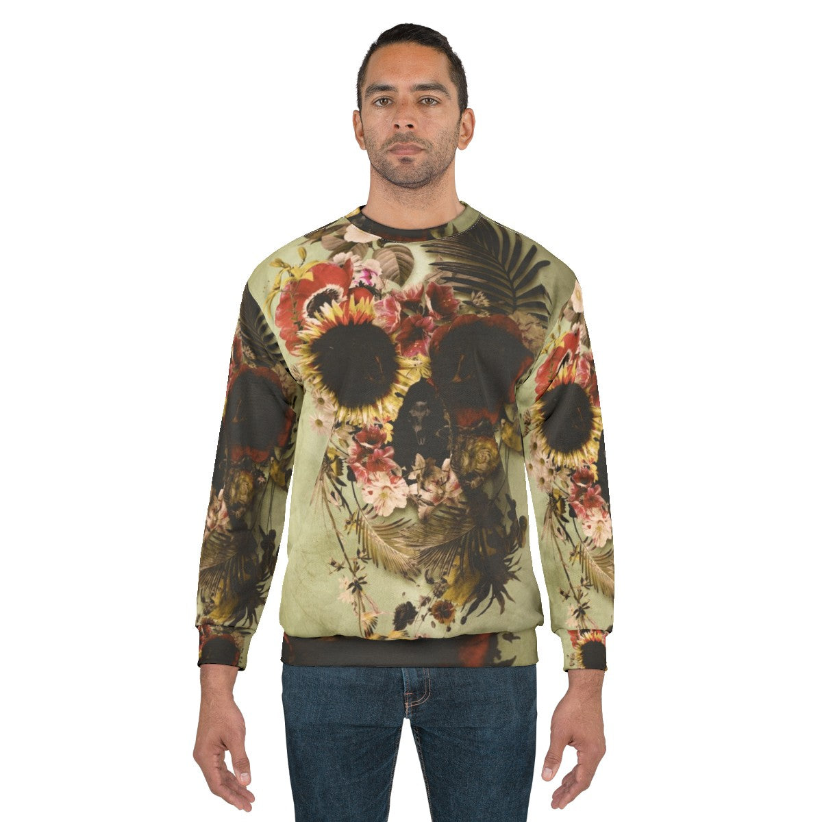 Boho garden skull floral sweatshirt - men