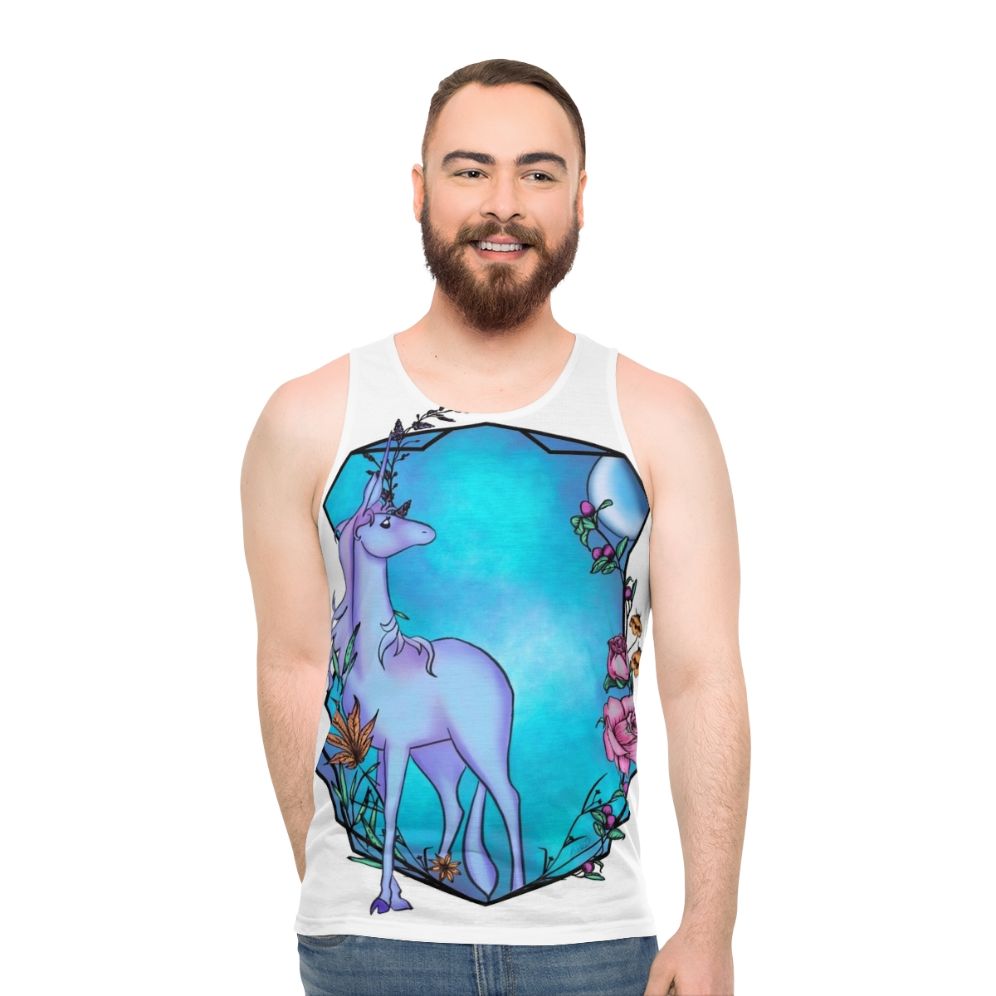 The Last Unicorn Unisex Tank Top with Watercolor Unicorn Design - men