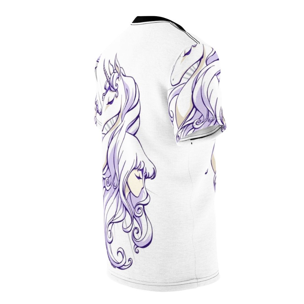 Magical fantasy unicorn artwork on a high-quality t-shirt, inspired by the beloved film The Last Unicorn. - men right