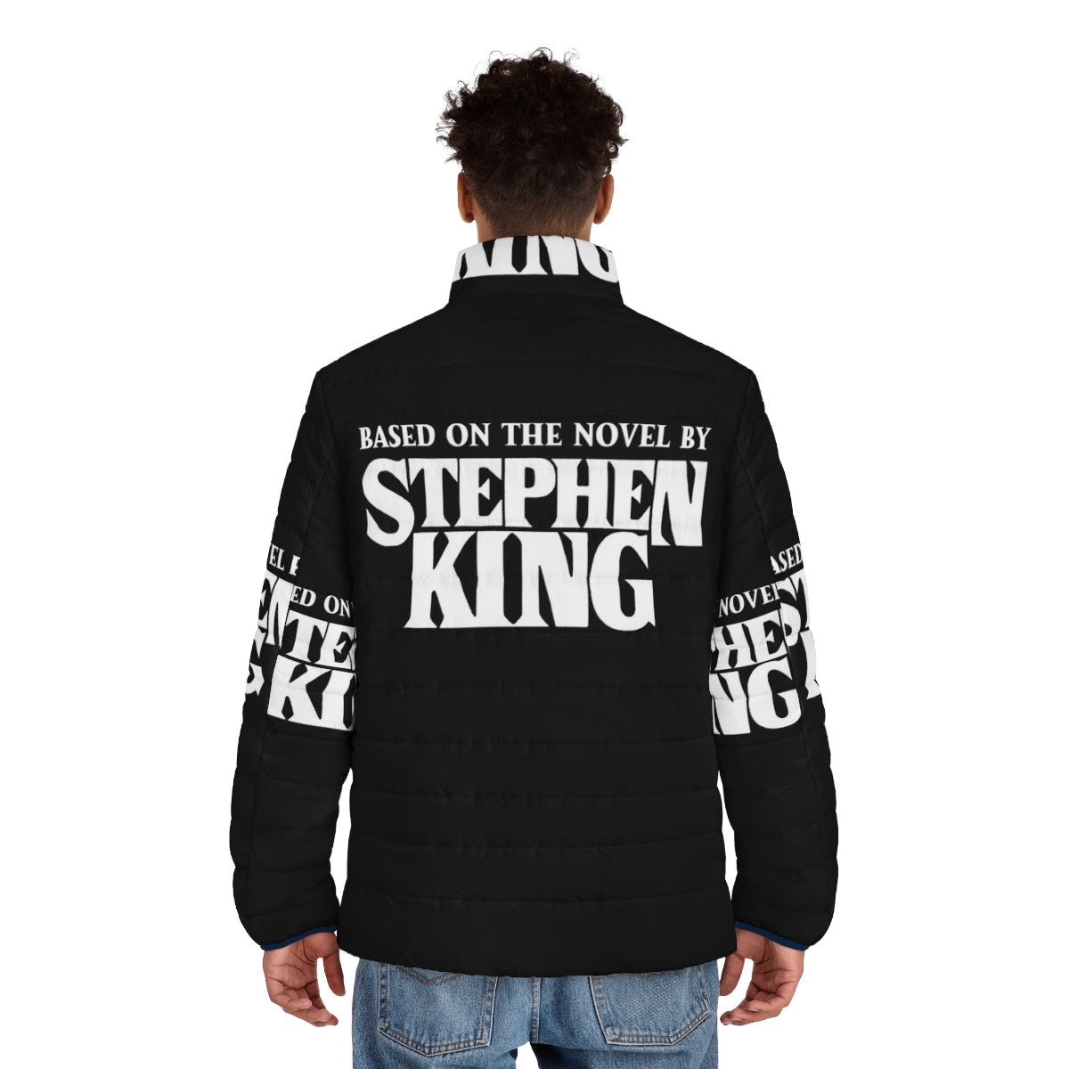 White puffer jacket inspired by the works of Stephen King - men back