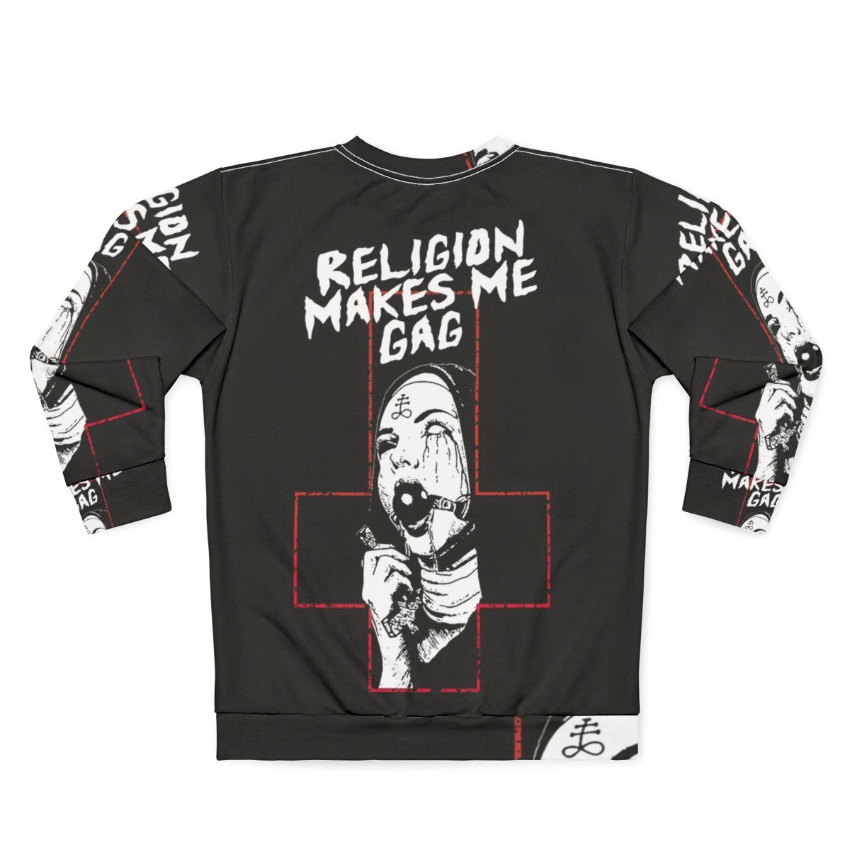 Edgy gothic "religion makes me gag" womens sweatshirt - Back