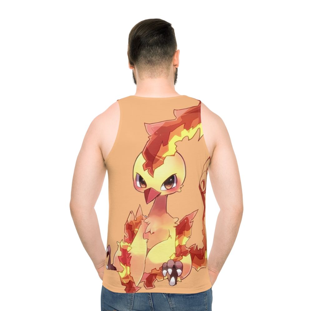 Unisex tank top featuring a cute phoenix, a legendary mythical creature - men back