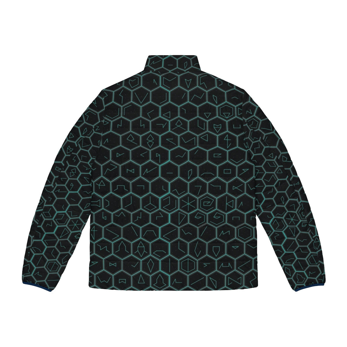 Ingress Glyph Series Puffer Jacket with Resistance Faction Glyphs - Back