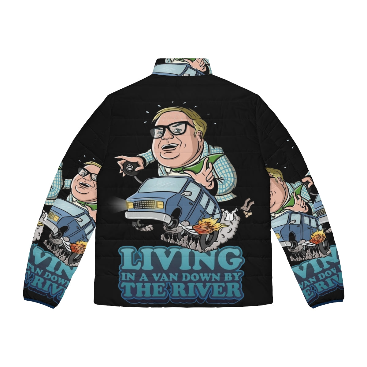 Matt Foley's "Van Down By The River" inspired puffer jacket - Back