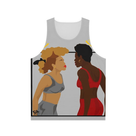 It's All Good' Unisex Tank Top showcasing natural black hair and pride