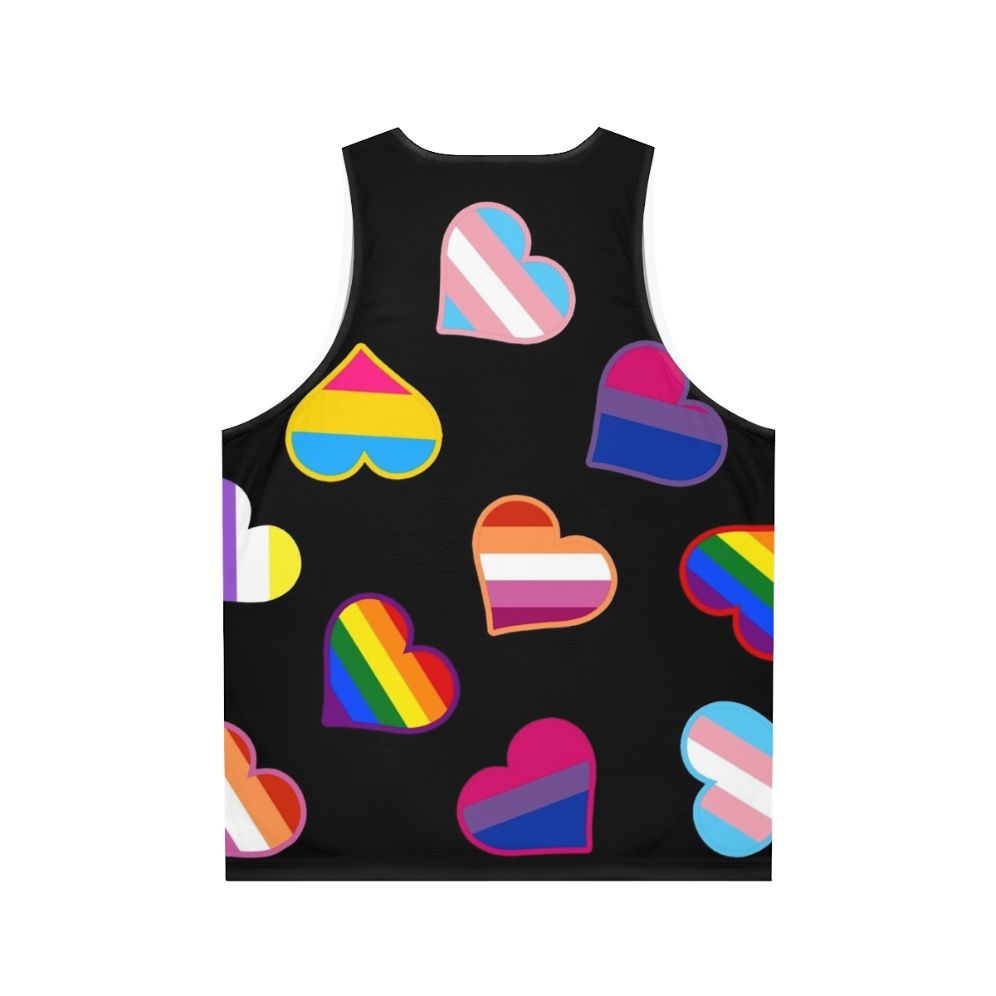 Colorful hearts and pride flags unisex tank top - Back