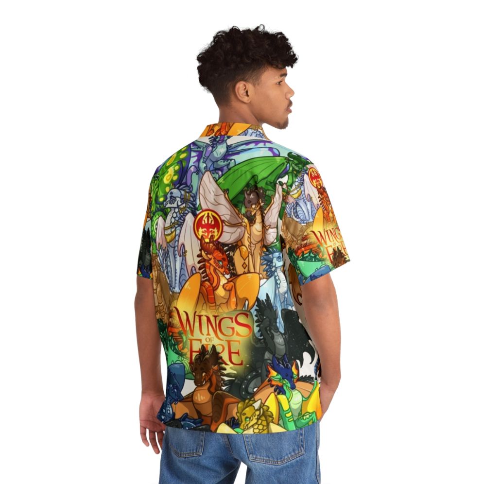 Wings of Fire Hawaiian Shirt 2 featuring blue and teal dragon designs - People Back