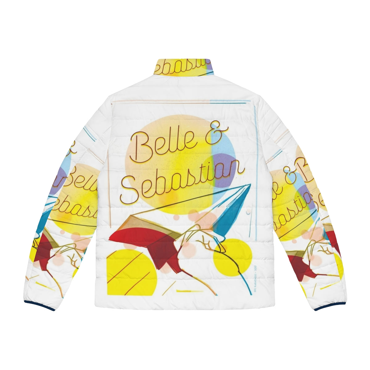 Vibrant puffer jacket featuring the iconic indie band Belle and Sebastian - Back