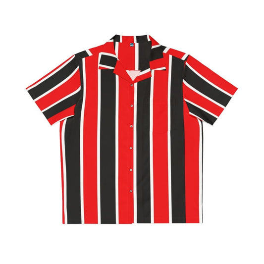 Red, white and black striped Hawaiian shirt