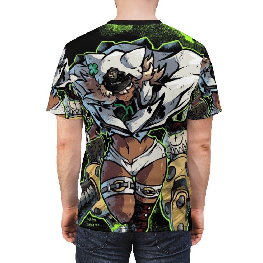 Anime-style t-shirt featuring Ramlethal, a character from the popular fighting game Guilty Gear Strive - men back