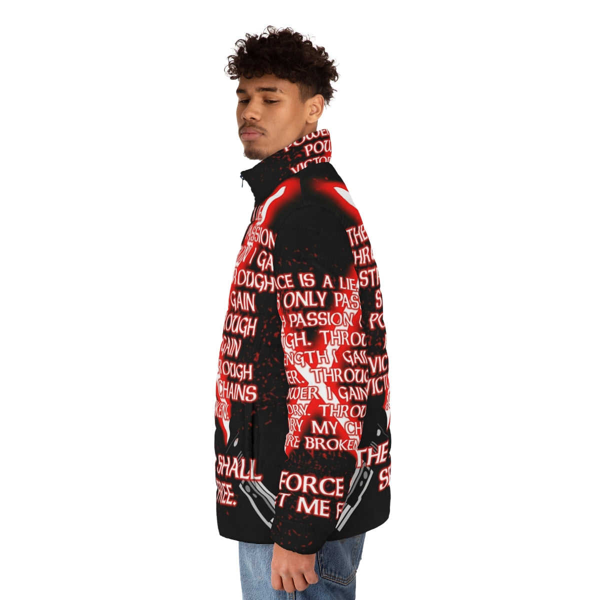 Sith Code Puffer Jacket with dark side inspired design - men side left