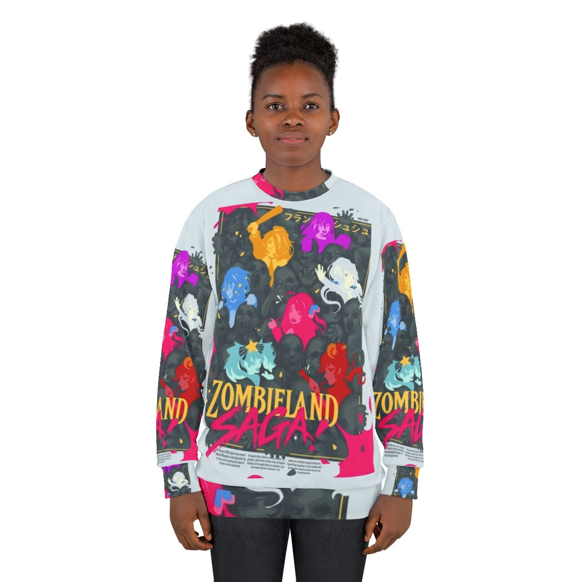 Zombieland Saga anime sweatshirt with zombie and manga characters - women