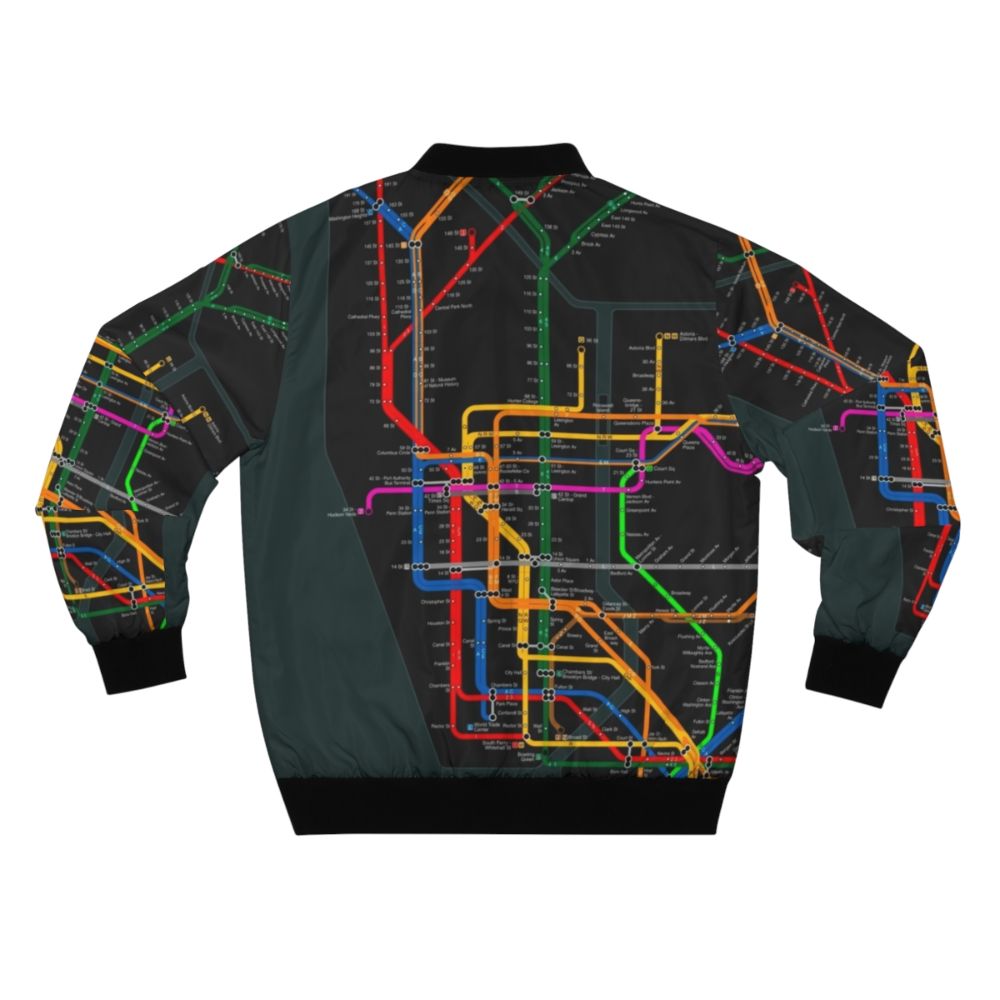 NYC Subway Map Bomber Jacket featuring the iconic metro system map - Back