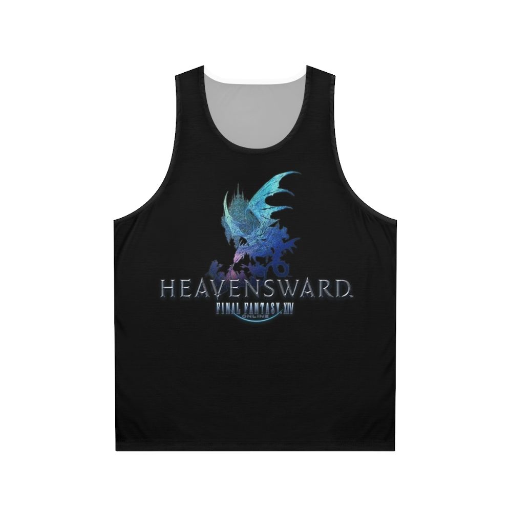 Final Fantasy XIV Heavensward logo printed on a unisex tank top