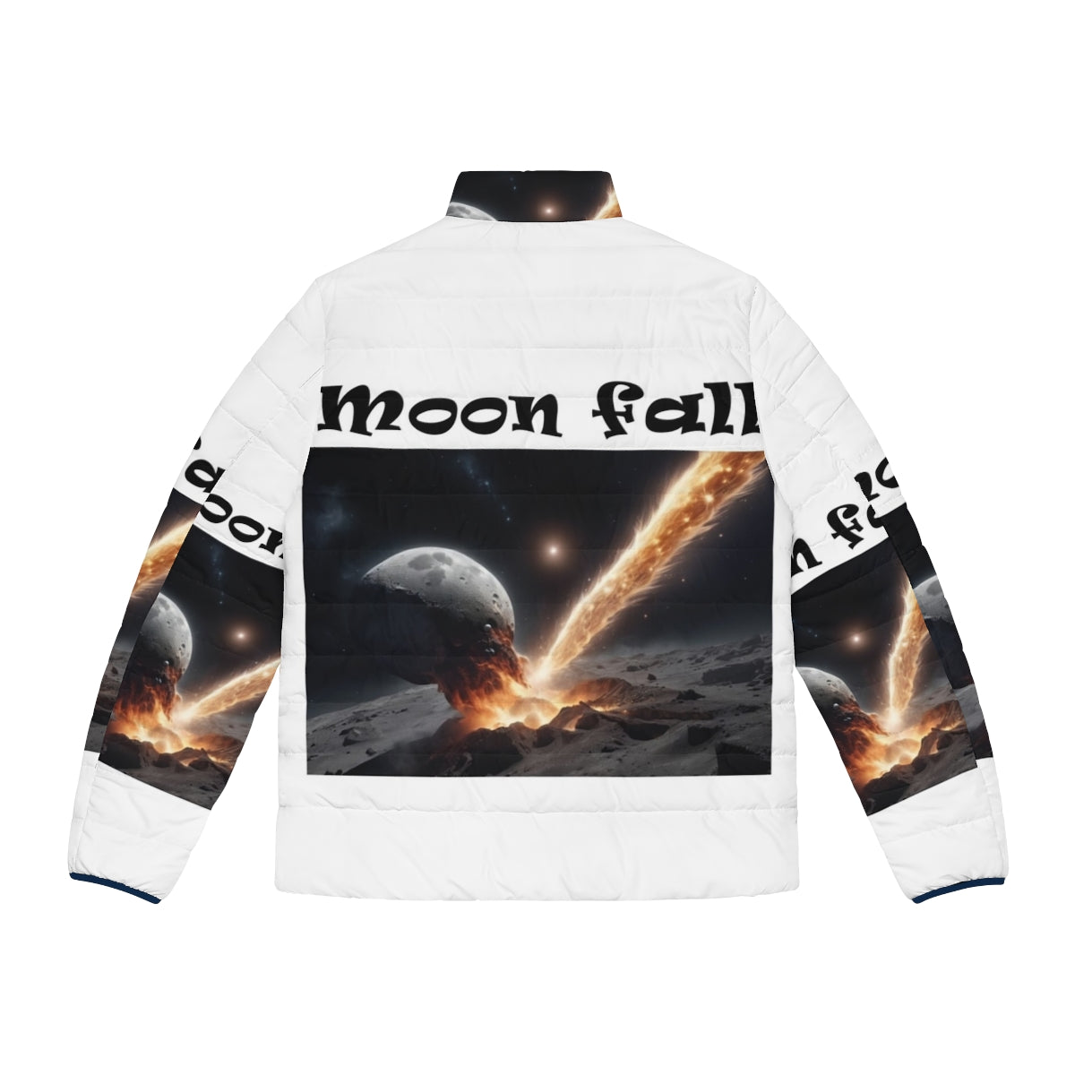 Moon Fall Puffer Jacket with Cosmic and Astronomical Design - Back