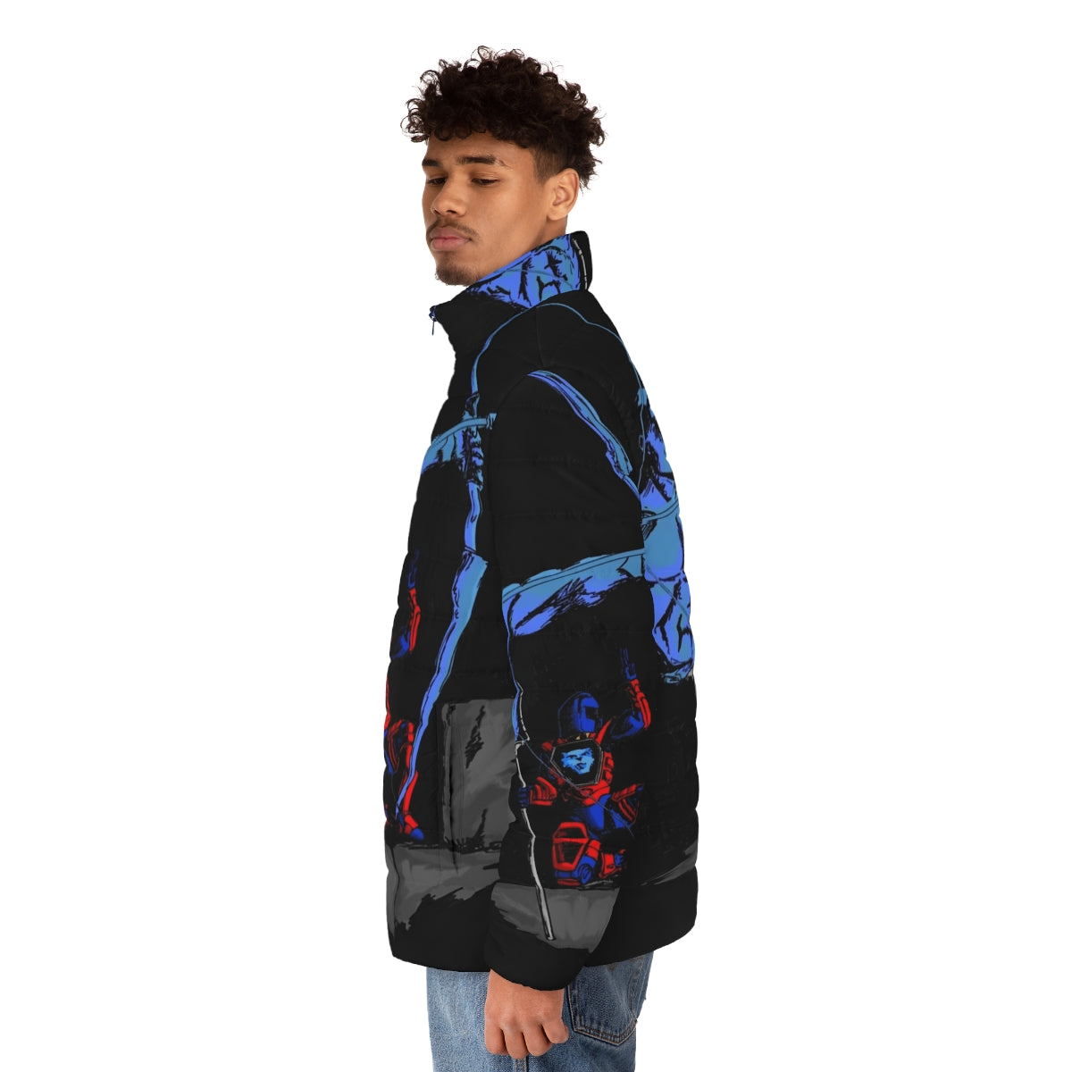 Cryotec Visionary's Puffer Jacket with Three Suns Graphic - men side left