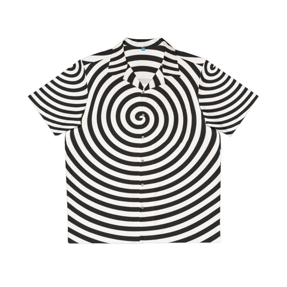 Trippy spiral black and white Hawaiian shirt