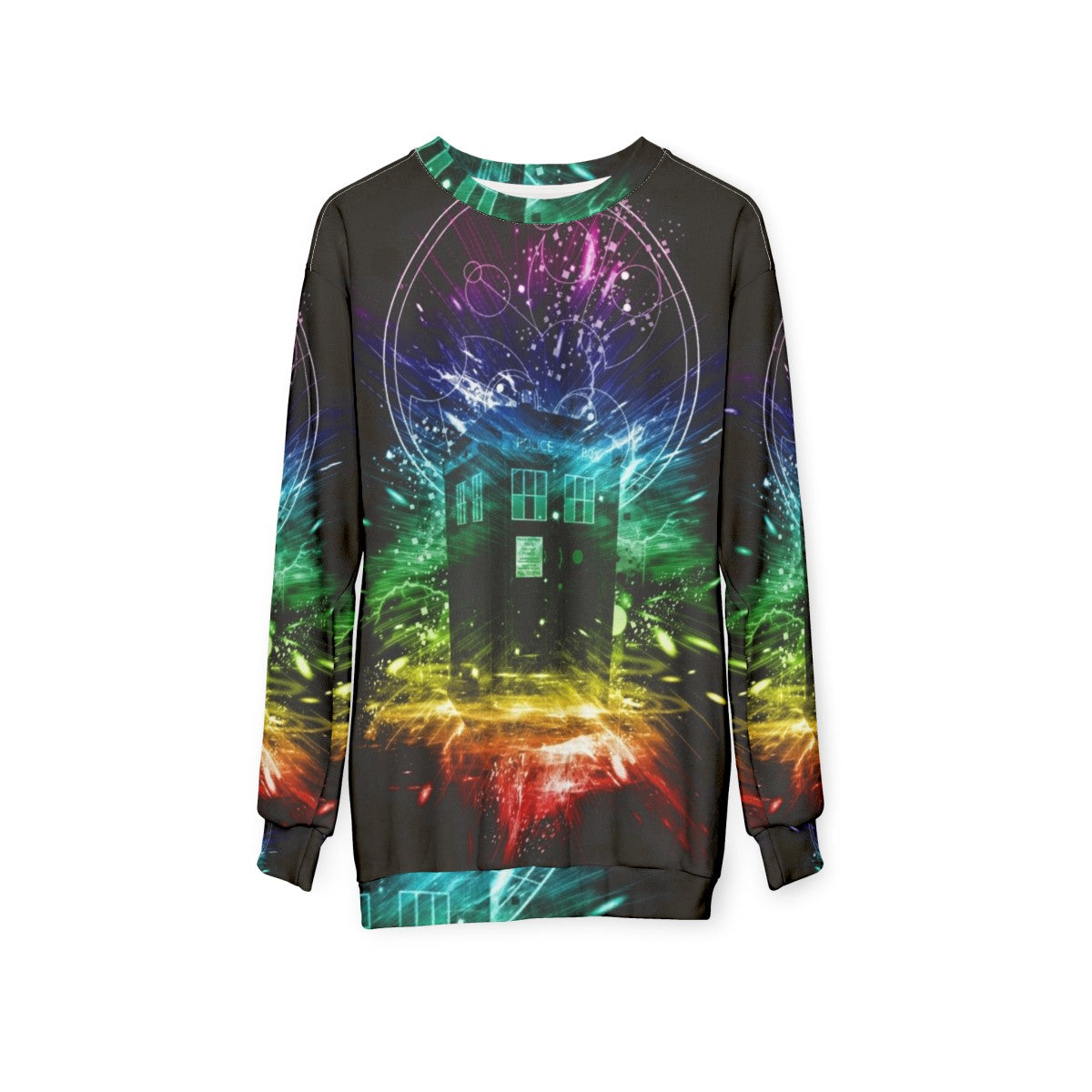 Time Storm Rainbow Doctor Who Inspired Sweatshirt - hanging