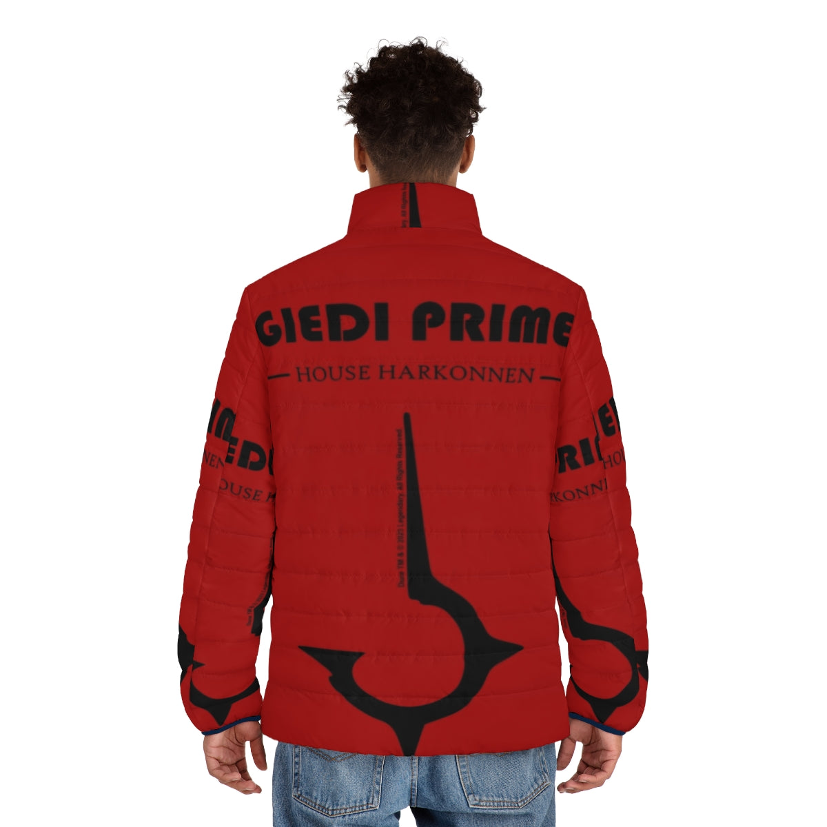 Dune House Harkonnen Giedi Prime Puffer Jacket featuring Dune 2023 fan art design - men back