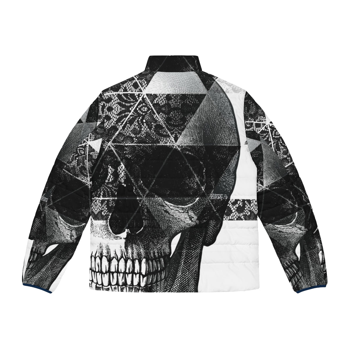 Dias De Los Geomuertos Puffer Jacket with geometric skull and triangle pattern - Back