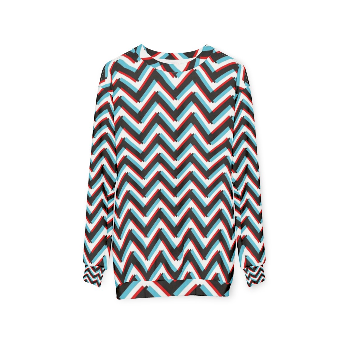 Stereoscopic chevron zig zag graphic print sweatshirt - hanging