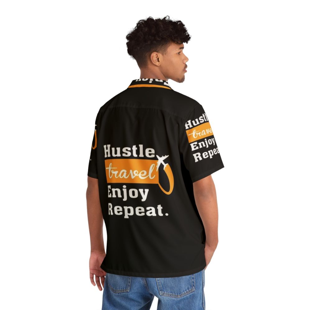 Hustle, Travel, Enjoy, Repeat Hawaiian Shirt for Entrepreneurs and Adventurers - People Back