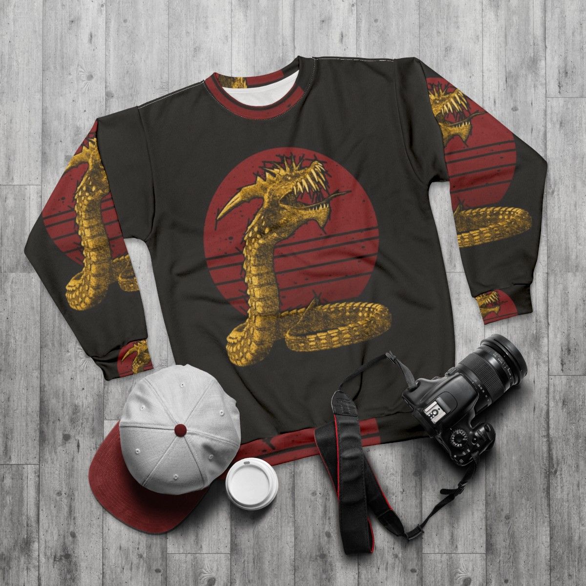 Legendary dragon snake mythical creature sweatshirt - flat lay