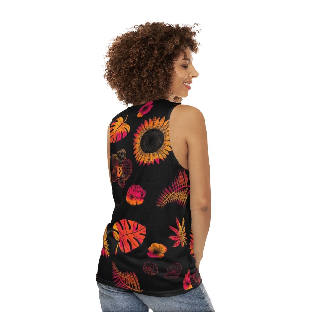 Tropical Floral Unisex Tank Top - women back