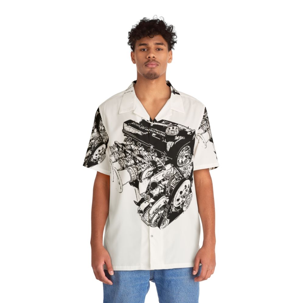 4AGE Racing Engine Motor Hawaiian Shirt with Motorsport Graphic - Lifestyle