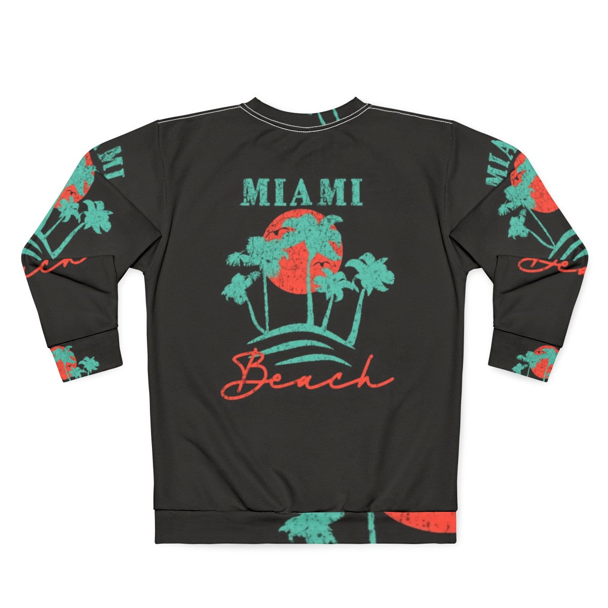 Vintage Miami Beach Retro Distressed Sweatshirt - Back